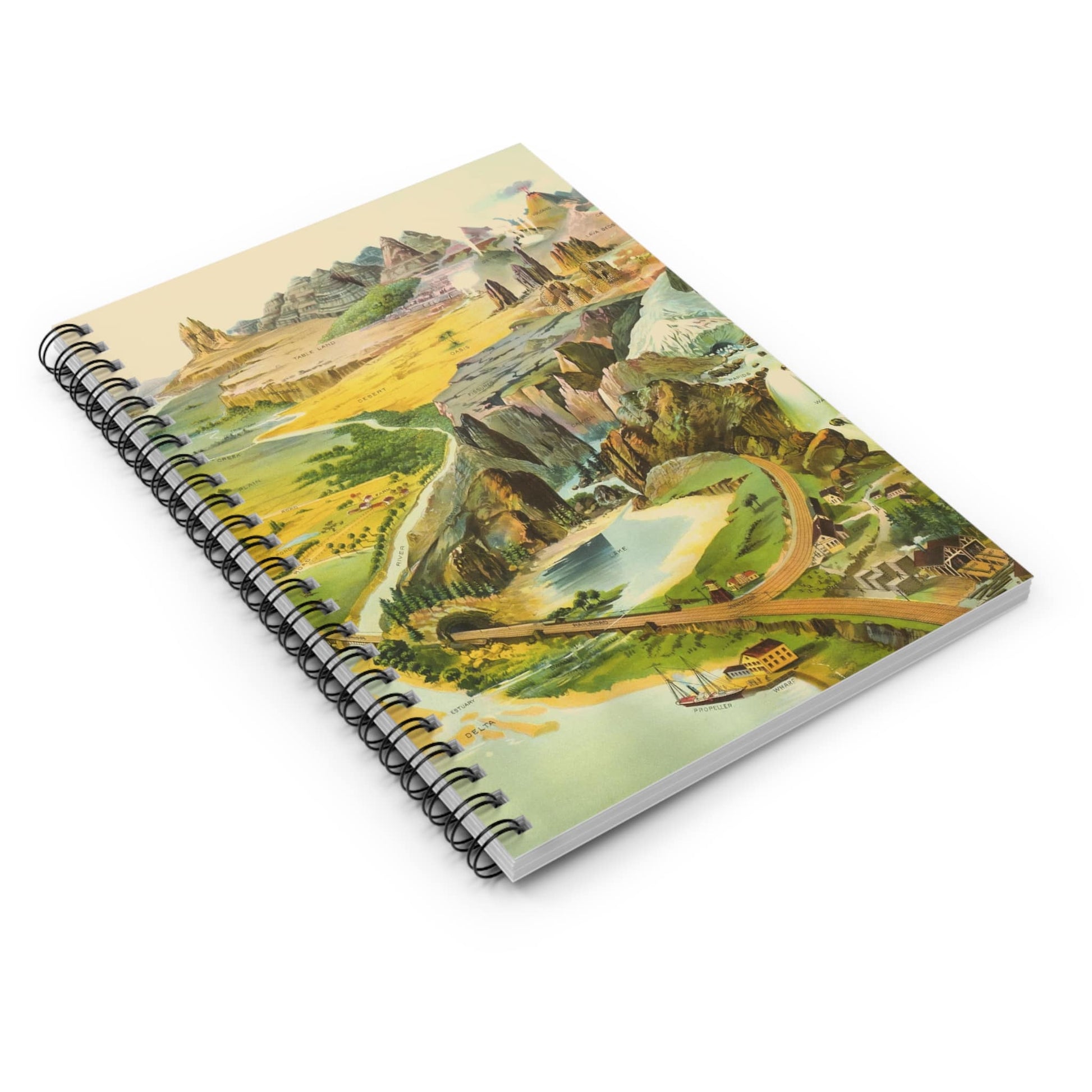 Cool Landscape Spiral Notebook Laying Flat on White Surface