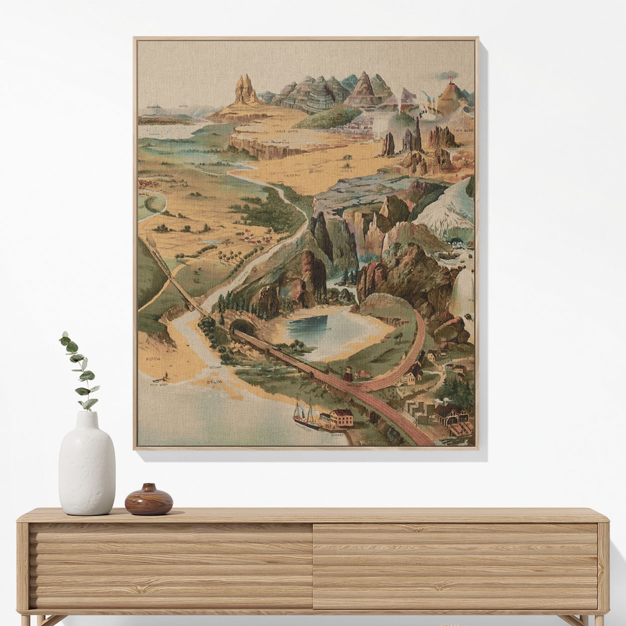 Cool Landscape Woven Blanket Woven Blanket Hanging on a Wall as Framed Wall Art