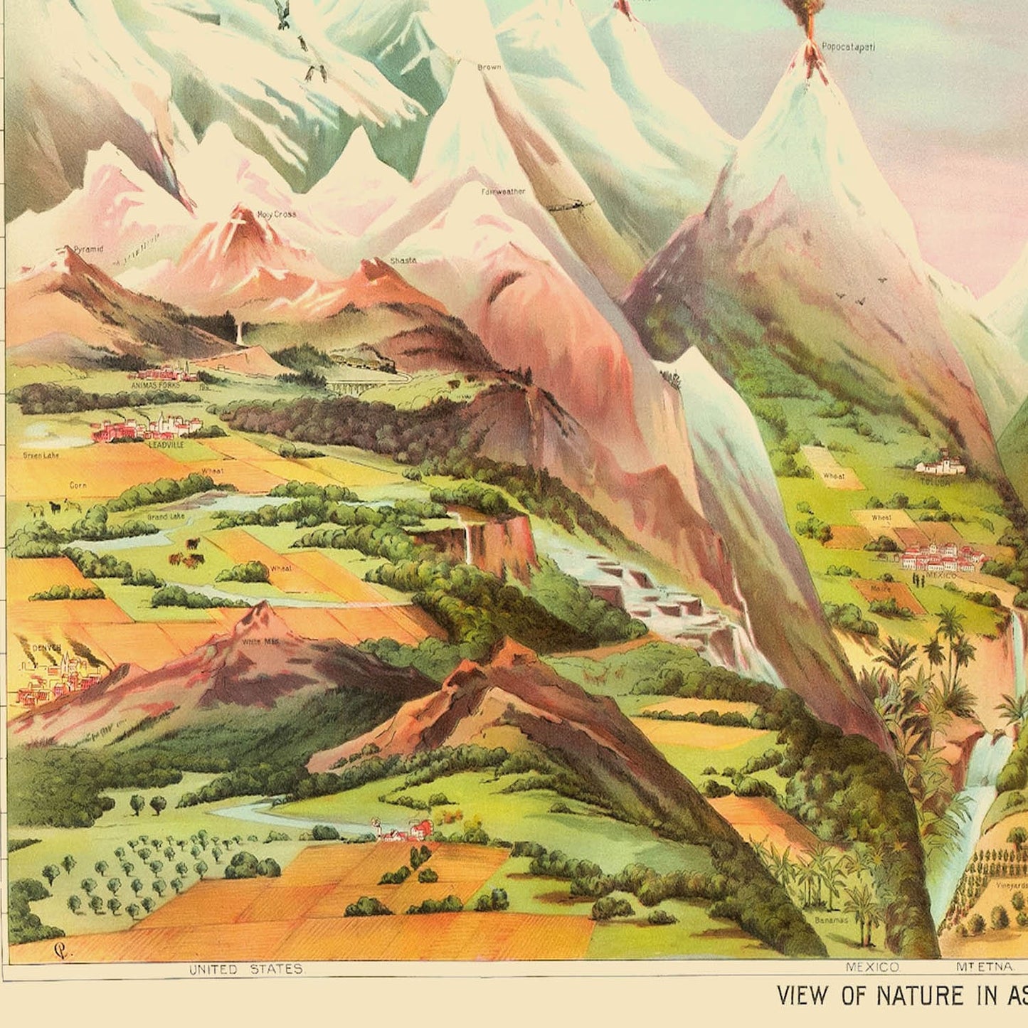 Cool Mountain Painting Art Print Close Up Detail Shot