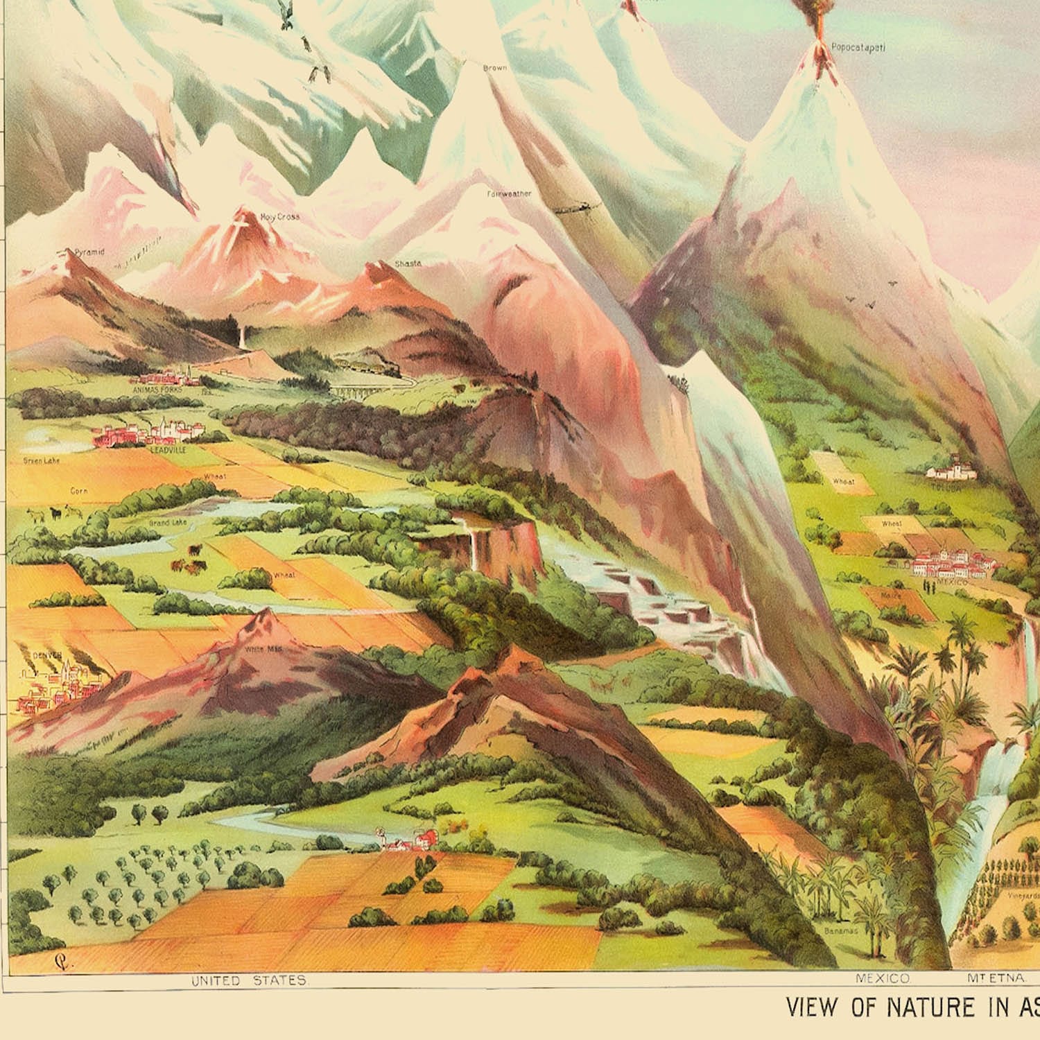 Cool Mountain Painting Art Print Close Up Detail Shot