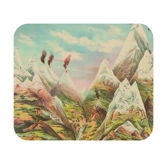 Cool Mountain Painting Mouse Pad with science diagram, desk and office decor showcasing detailed mountain illustrations.
