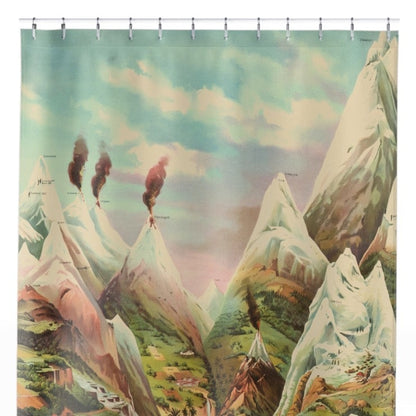 Cool Mountain Painting Shower Curtain Close Up, Science Shower Curtains