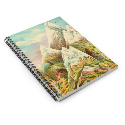 Cool Mountain Painting Spiral Notebook Laying Flat on White Surface