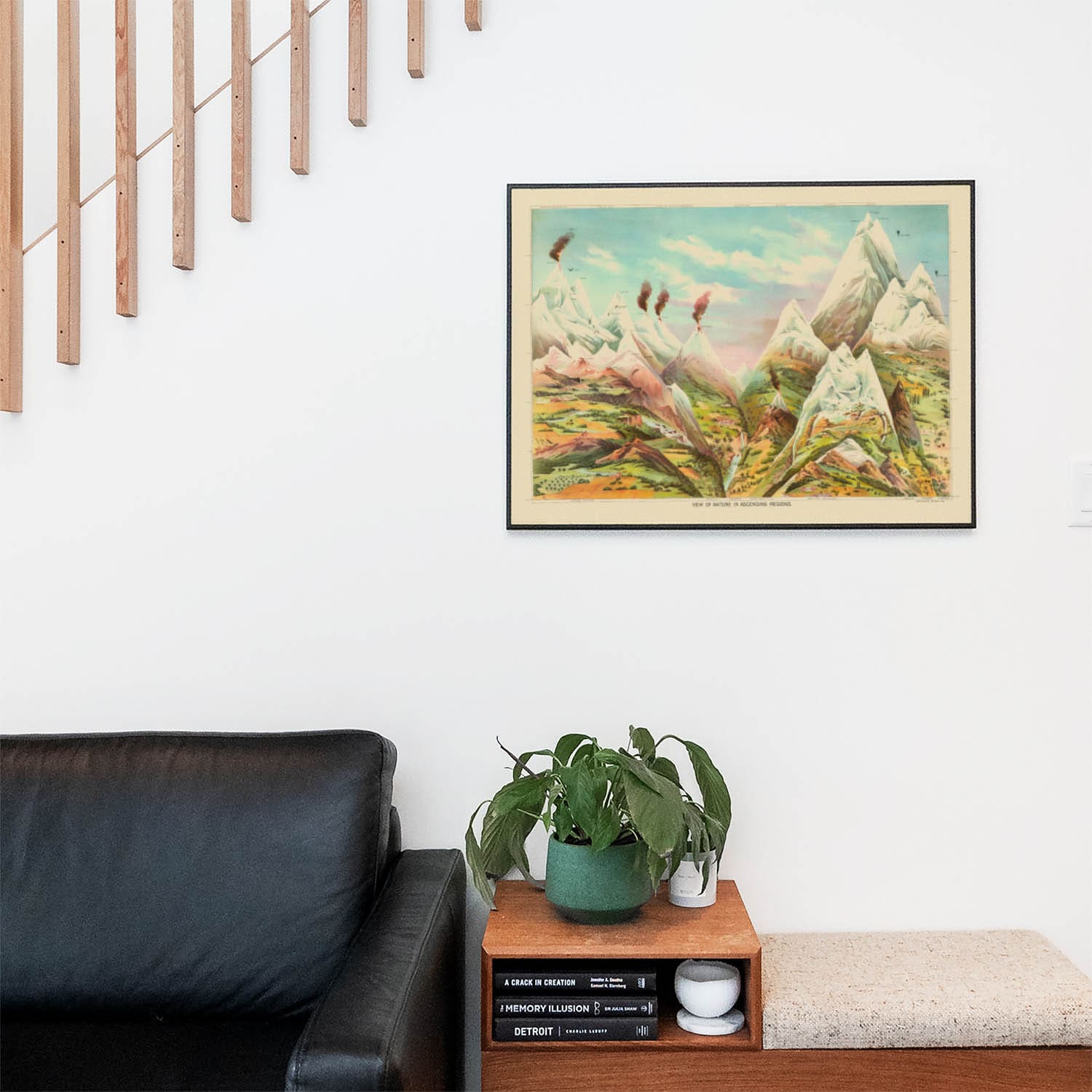 Cool Mountain Painting Wall Art Print in a Picture Frame on Living Room Wall