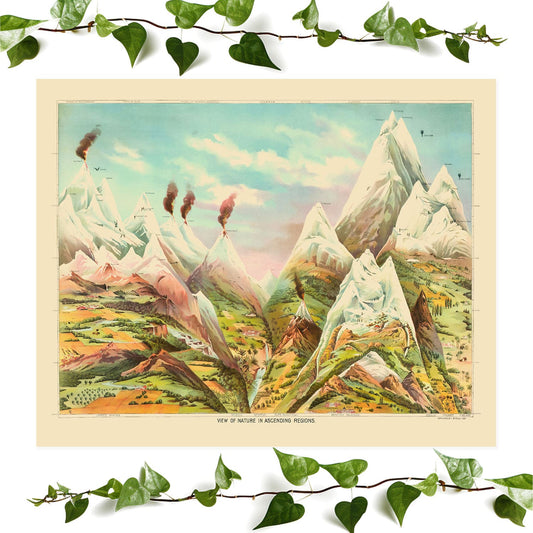 Cool Mountain Painting art prints featuring a science diagram, vintage wall art room decor