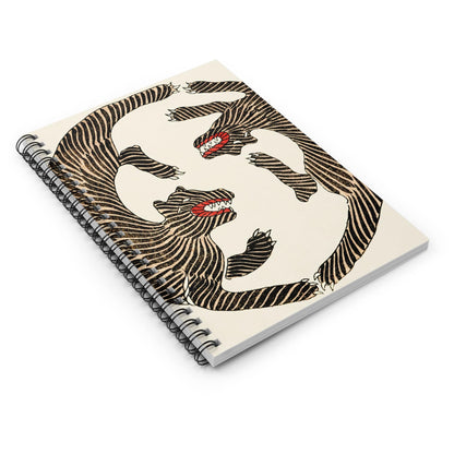 Cool Tiger Spiral Notebook Laying Flat on White Surface