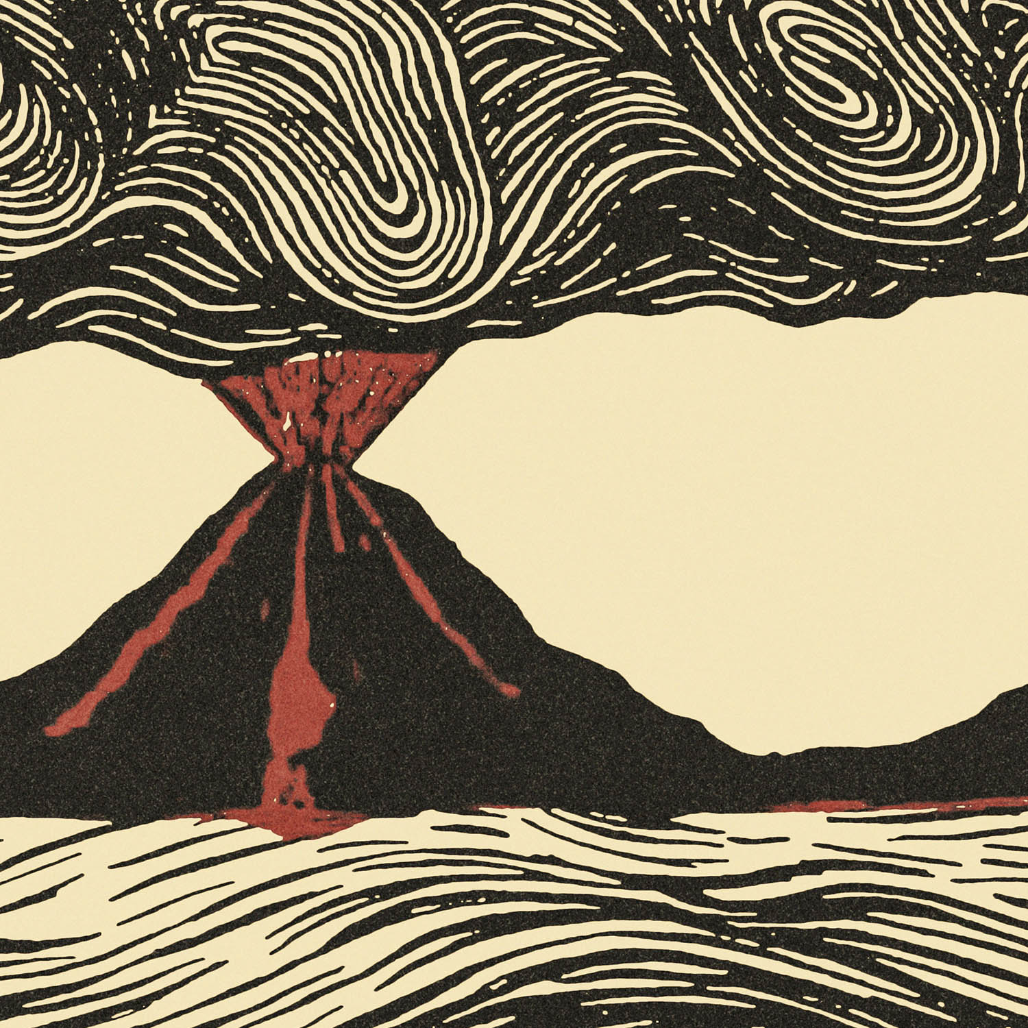 Cool Volcano Drawing Art Print Close Up Detail Shot 2