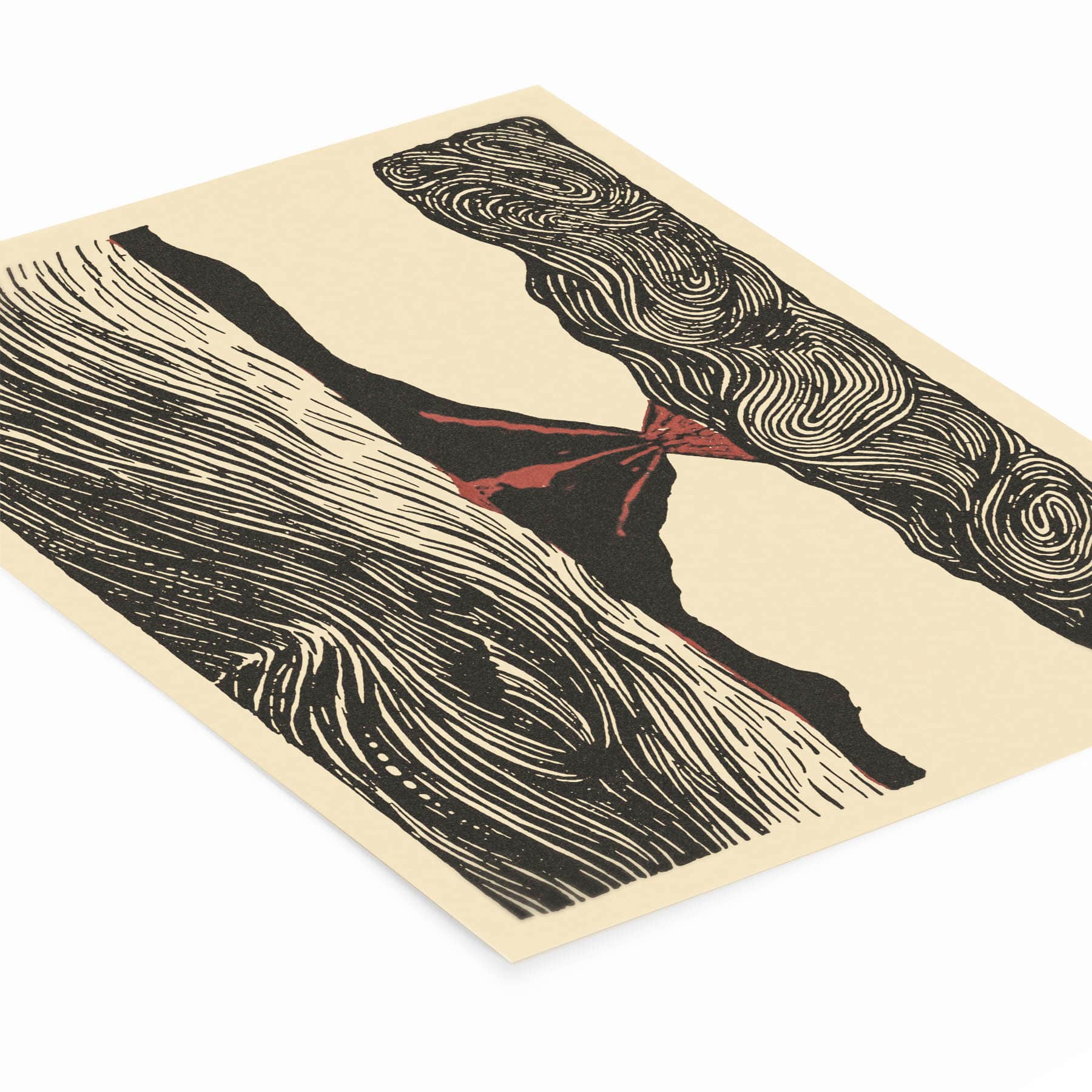 Cool Volcano Drawing Art Print Laying Flat on a White Background
