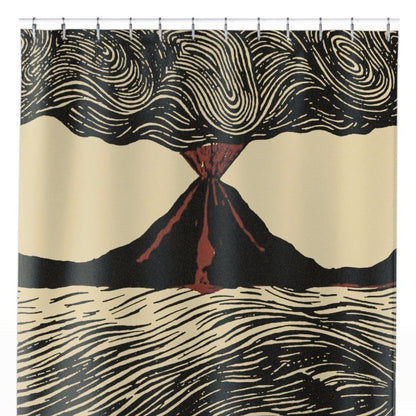 Cool Volcano Drawing Shower Curtain Close Up, Science Shower Curtains