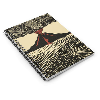 Cool Volcano Drawing Spiral Notebook Laying Flat on White Surface