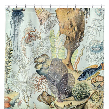 Corals and Jellyfish Shower Curtain Close Up, Science Shower Curtains