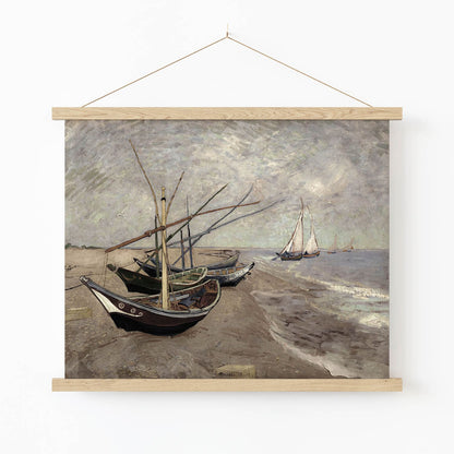 Nautical Art Print in Wood Hanger Frame on Wall