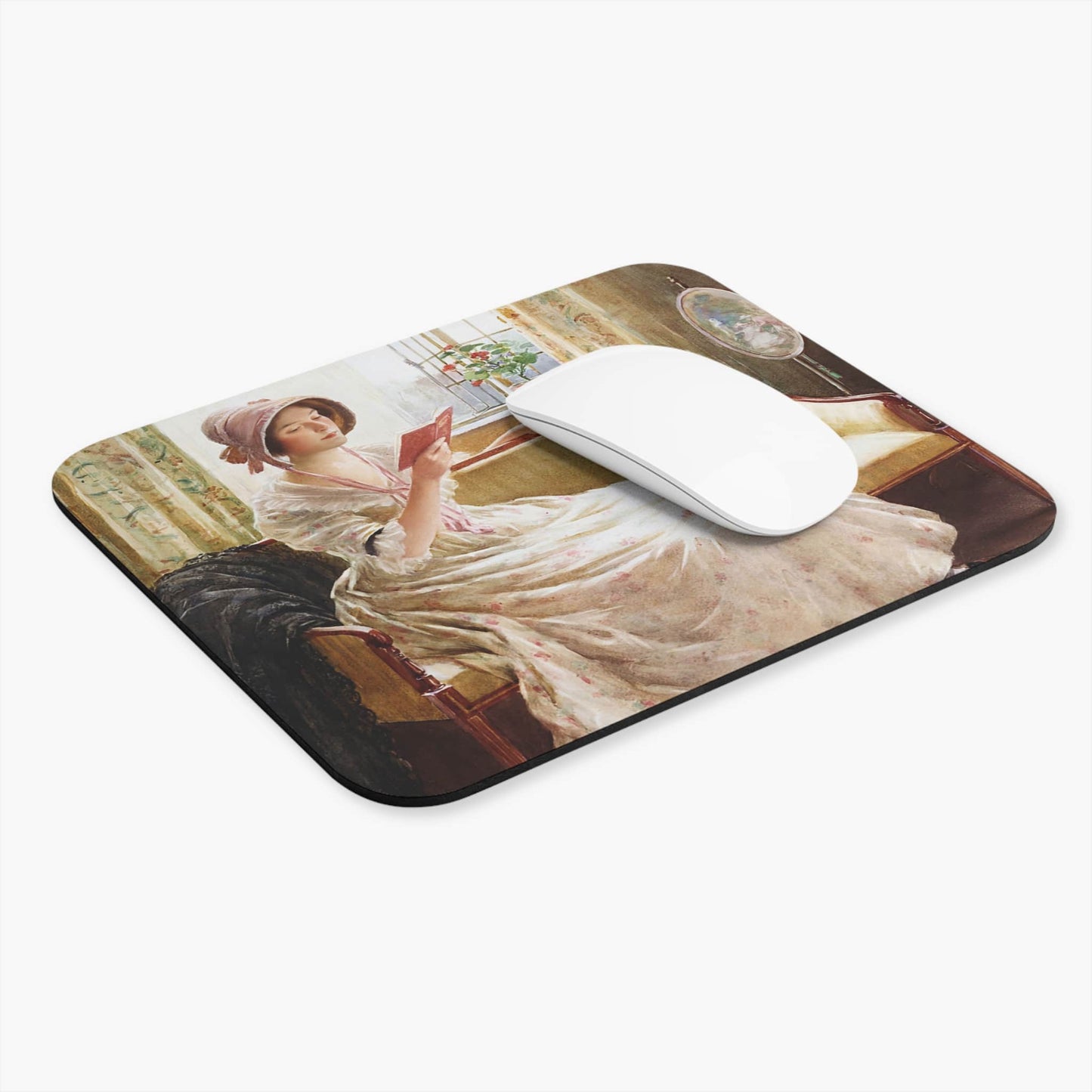 Cottagecore Computer Desk Mouse Pad With White Mouse
