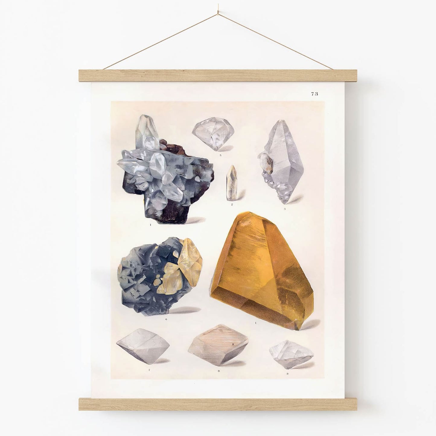 Crystal Drawing Art Print in Wood Hanger Frame on Wall