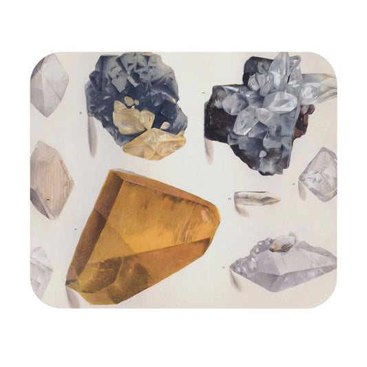 Crystals Mouse Pad with amber and crystals art, desk and office decor featuring sparkling crystal illustrations.