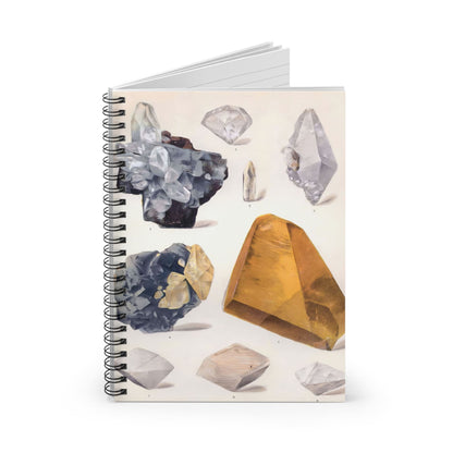 Crystals Spiral Notebook Standing up on White Desk