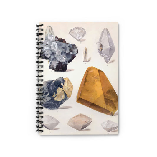 Crystals Notebook with amber and crystals cover, ideal for journals and planners, showcasing beautiful amber and crystal designs.