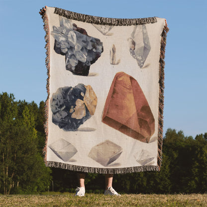 Crystals Woven Blanket Held Up Outside