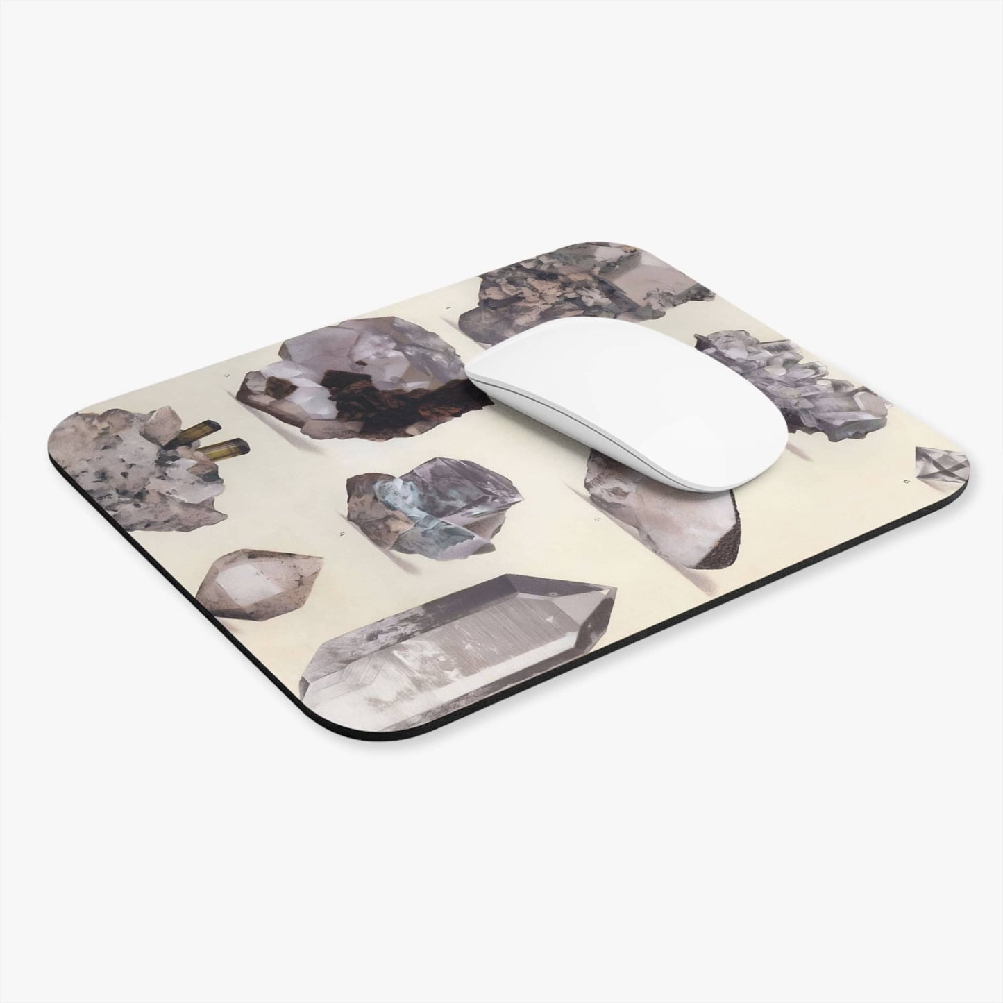 Crystals and Gemstones Computer Desk Mouse Pad With White Mouse