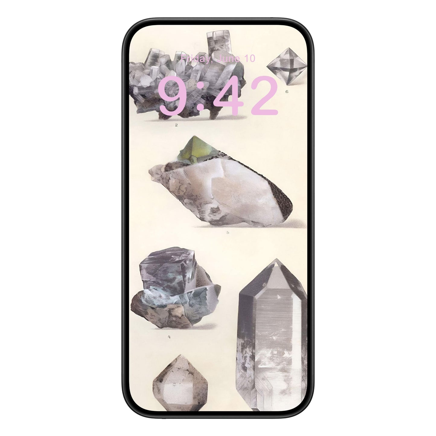Crystals and Gemstones Phone Wallpaper Pink Text