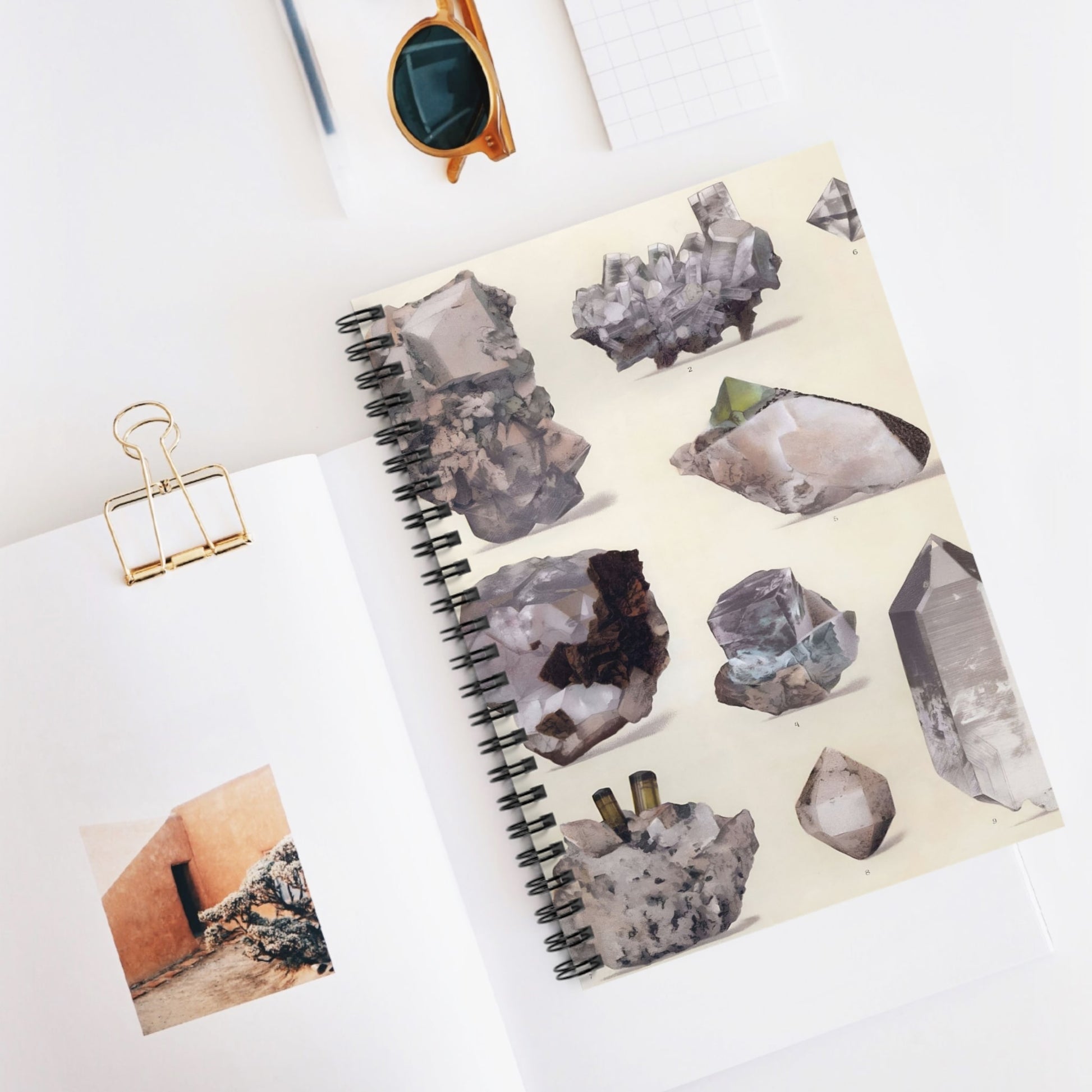 Crystals and Gemstones Spiral Notebook Displayed on Desk