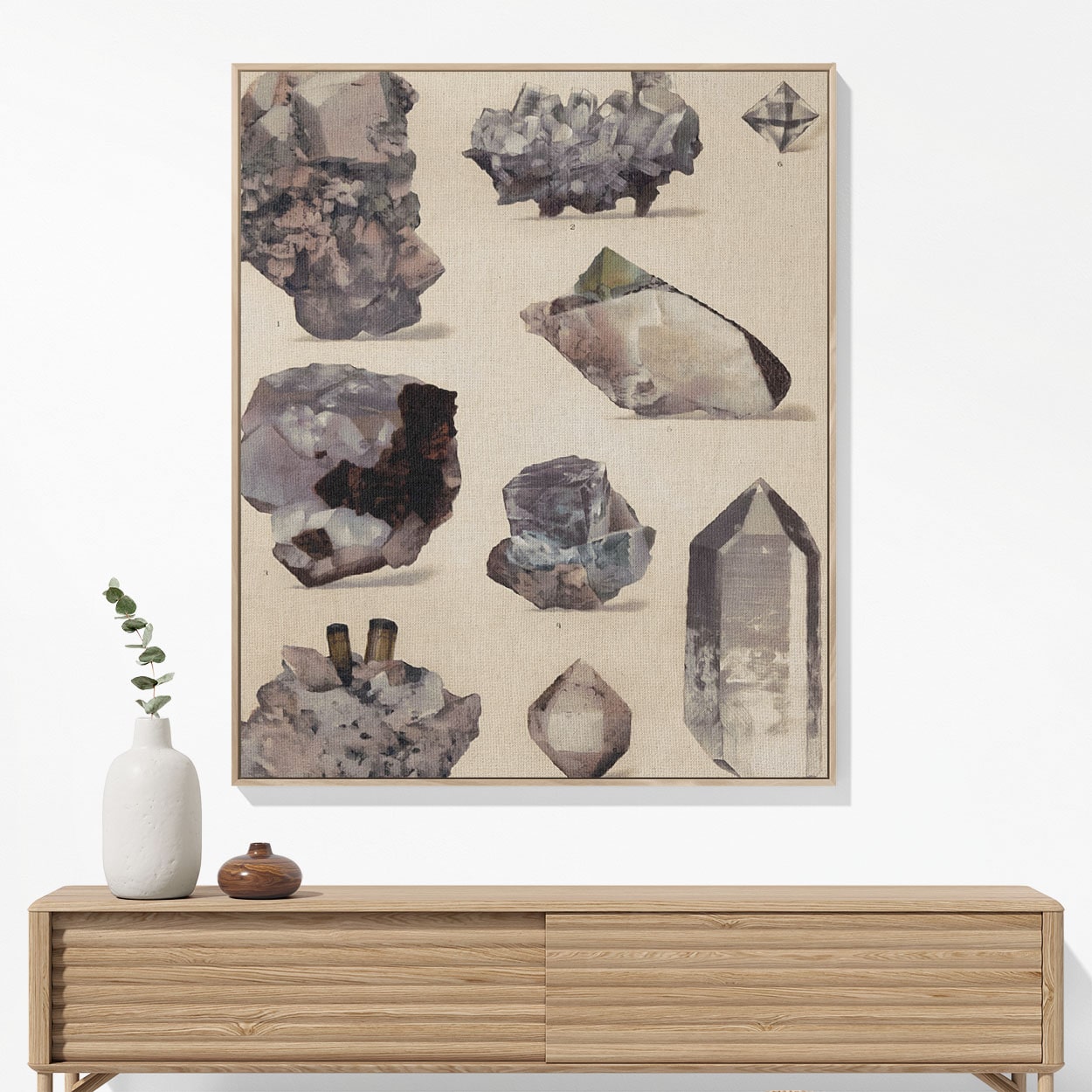 Crystals and Gemstones Woven Blanket Hanging on a Wall as Framed Wall Art