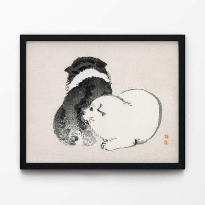 Minimalist Puppy Painting in Black Picture Frame