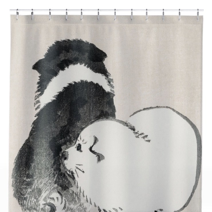Cute Baby Animals Shower Curtain Close Up, Japanese Shower Curtains