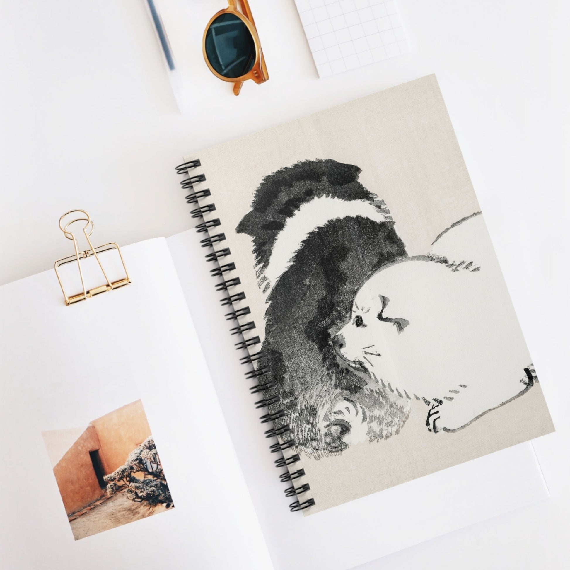 Cute Baby Animals Spiral Notebook Displayed on Desk