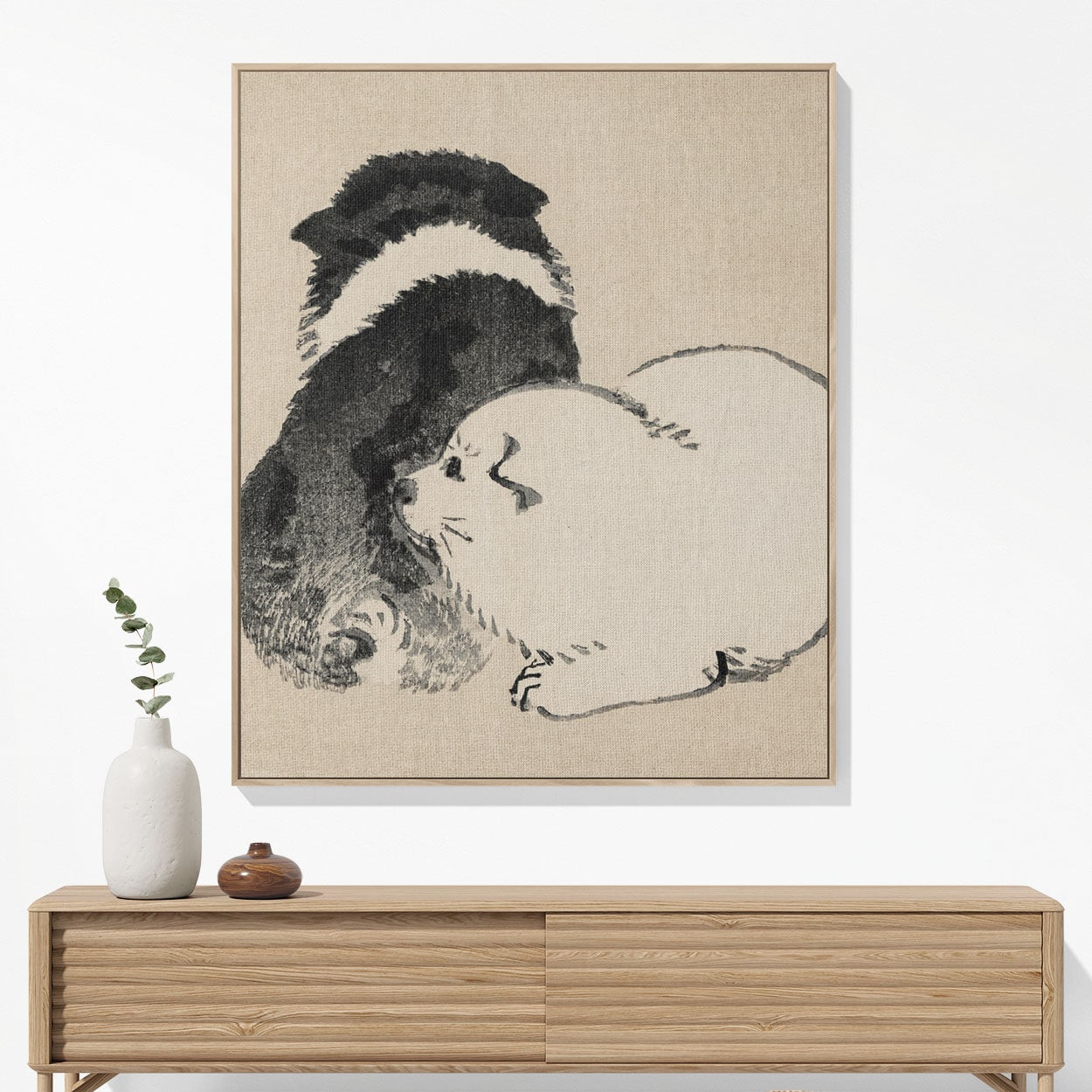 Cute Baby Animals Woven Blanket Hanging on a Wall as Framed Wall Art