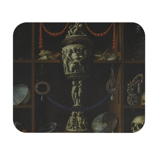 Cabinet of Curiosities Mouse Pad showcasing a dark academia theme, ideal for desk and office decor.