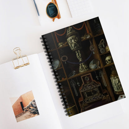 Dark Academia Aesthetic Spiral Notebook Displayed on Desk