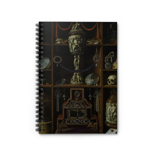 Cabinet of Curiosities Notebook with Dark Academia cover, great for journaling and planning, highlighting dark academia themes.