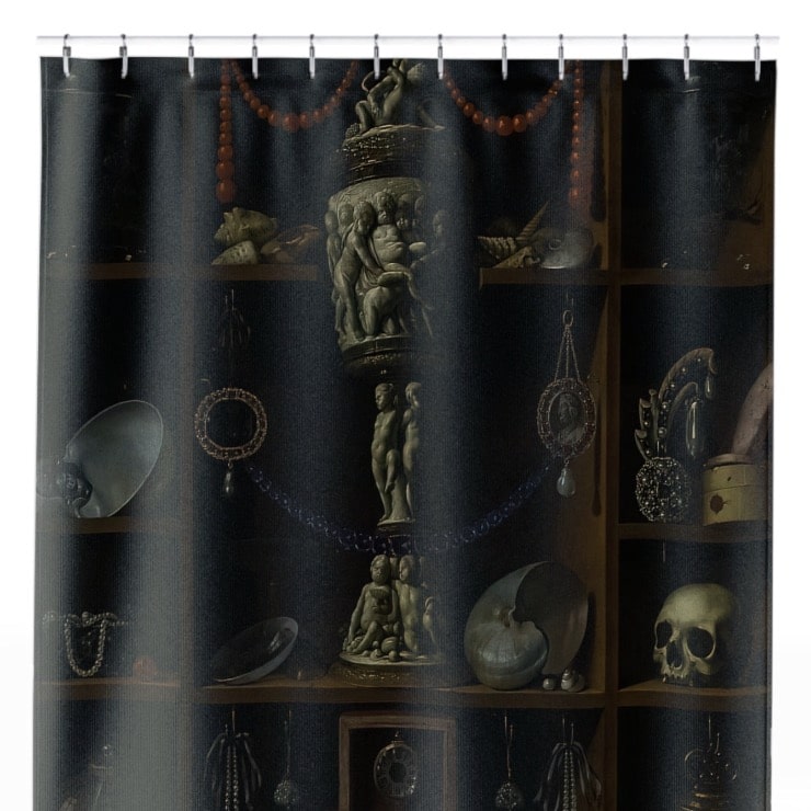 Dark Academia Aesthetic Shower Curtain Close Up, Dark Academia Shower Curtains