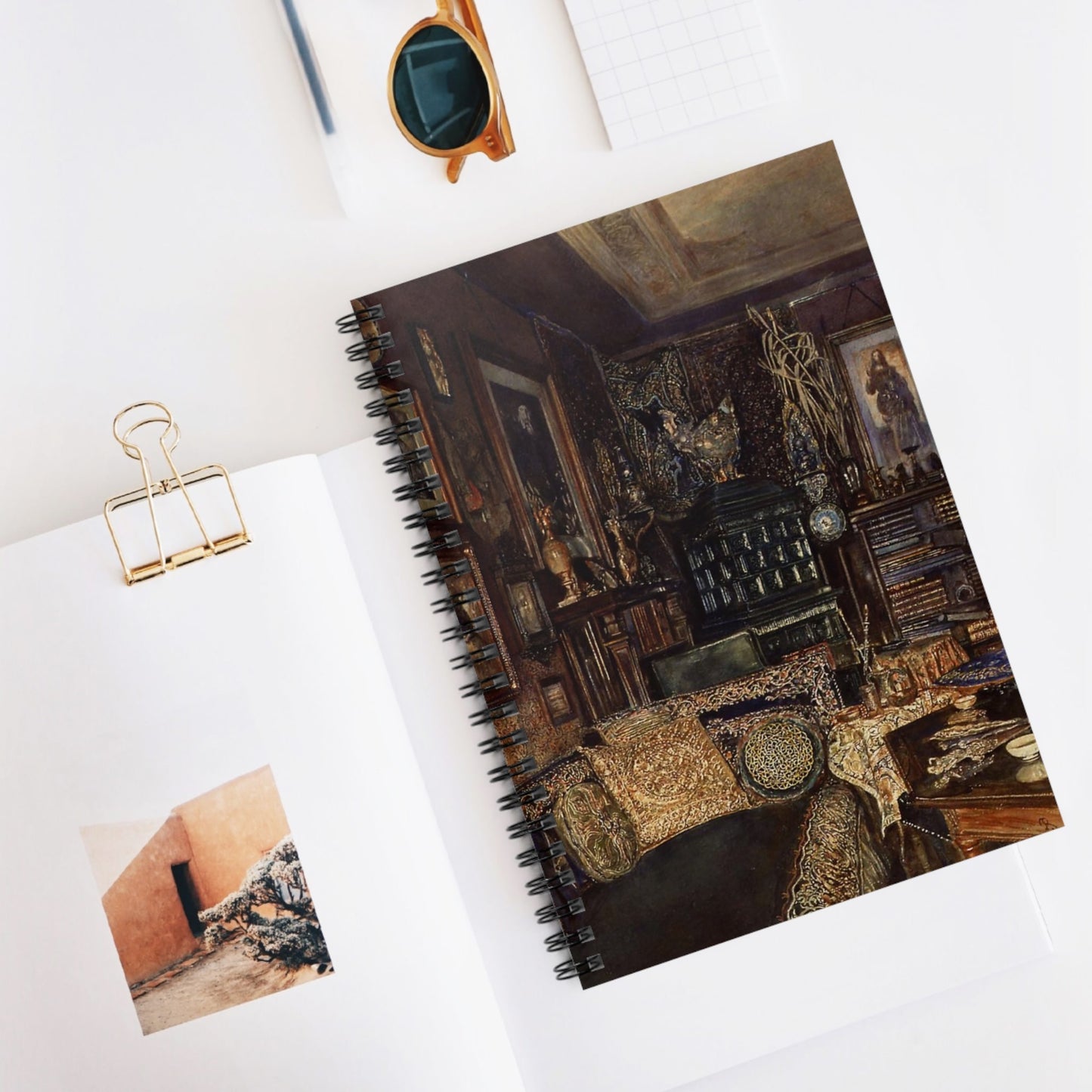 Dark Academia Room Spiral Notebook Displayed on Desk