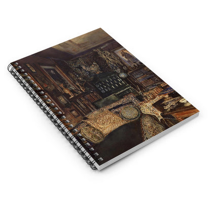 Dark Academia Room Spiral Notebook Laying Flat on White Surface