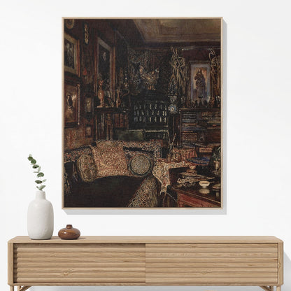 Dark Academia Room Woven Blanket Hanging on a Wall as Framed Wall Art