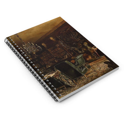 Dark Academia Room Spiral Notebook Laying Flat on White Surface