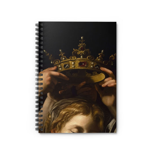 Dark Academia Notebook with The Crown cover, ideal for journals and planners, featuring a dark academia aesthetic.