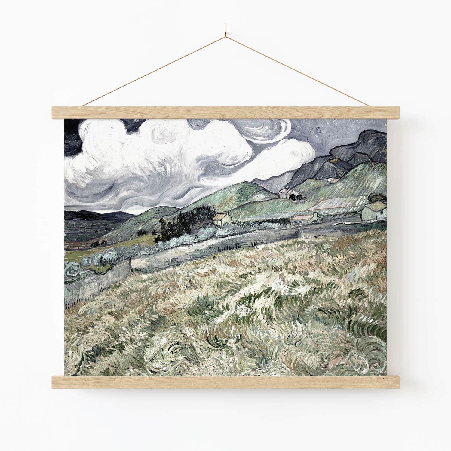 Storm on the Countryside Art Print in Wood Hanger Frame on Wall