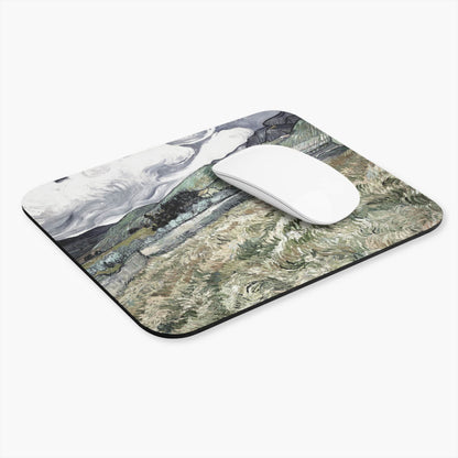 Dark Cloudy Hillside Computer Desk Mouse Pad With White Mouse