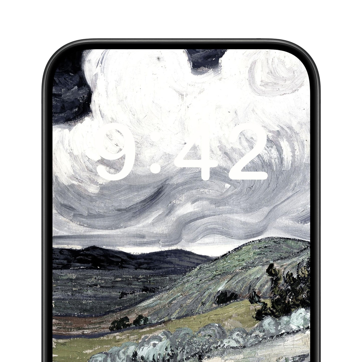 Dark Cloudy Hillside Phone Wallpaper Close Up