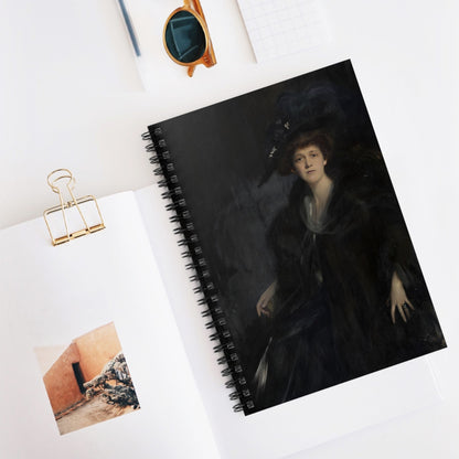 Dark Female Portrait Spiral Notebook Displayed on Desk