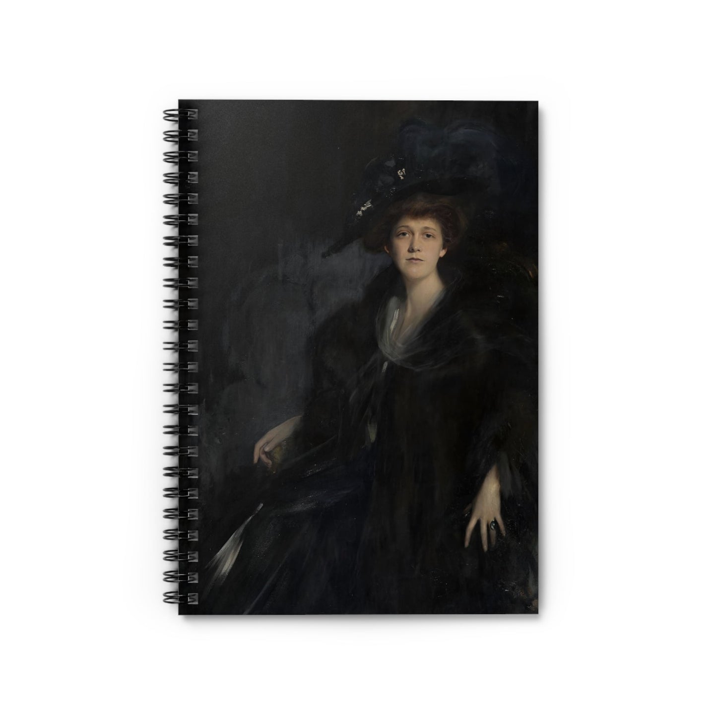 Dark Female Portrait Notebook with Lady in Blue cover, ideal for journaling and planning, showcasing a dark female portrait in blue.