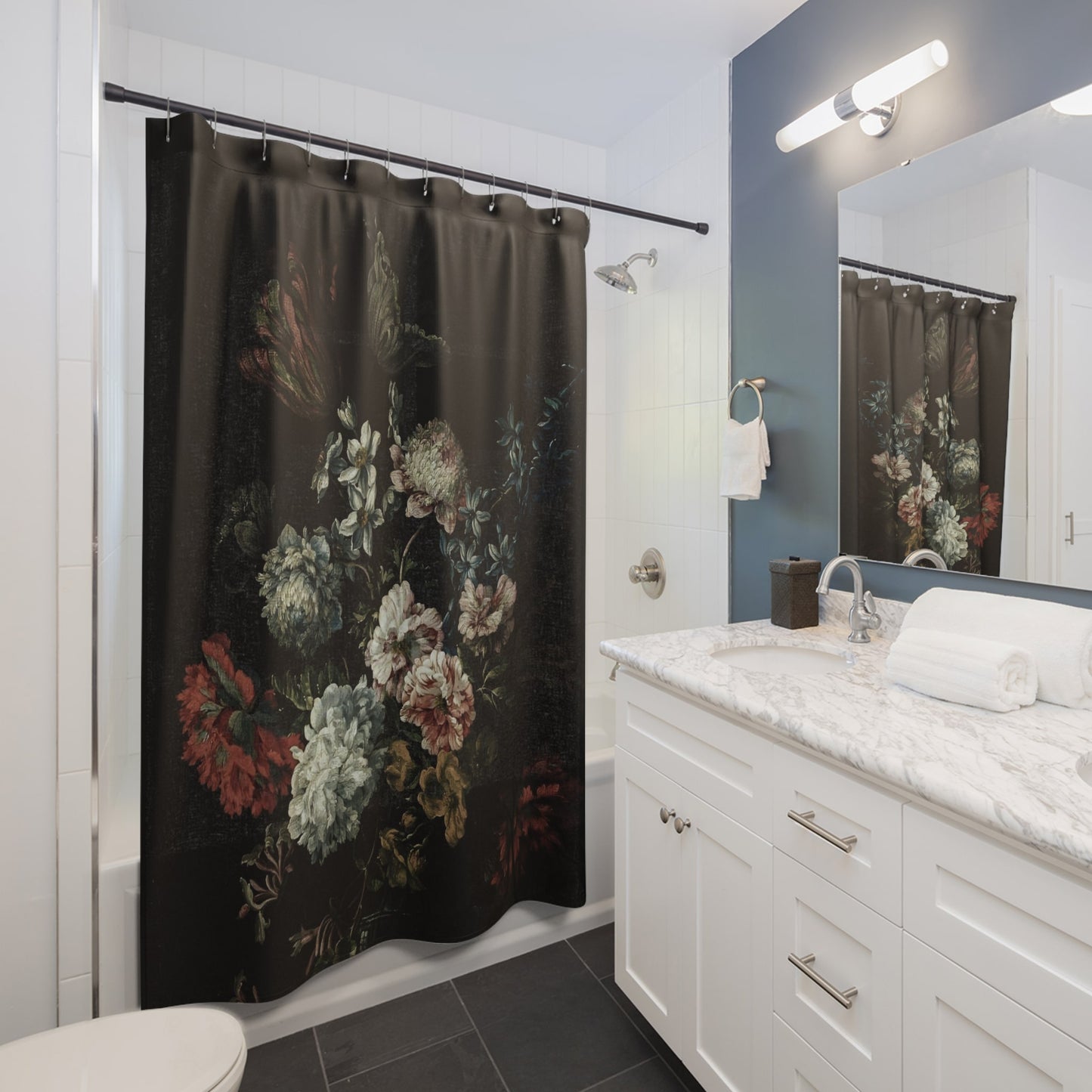 Dark Floral Shower Curtain Best Bathroom Decorating Ideas for Flowers Decor