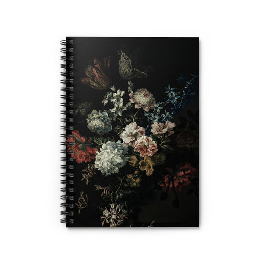 Dark Floral Notebook with Dark Still Life cover, great for journaling and planning, highlighting dark still life floral designs.