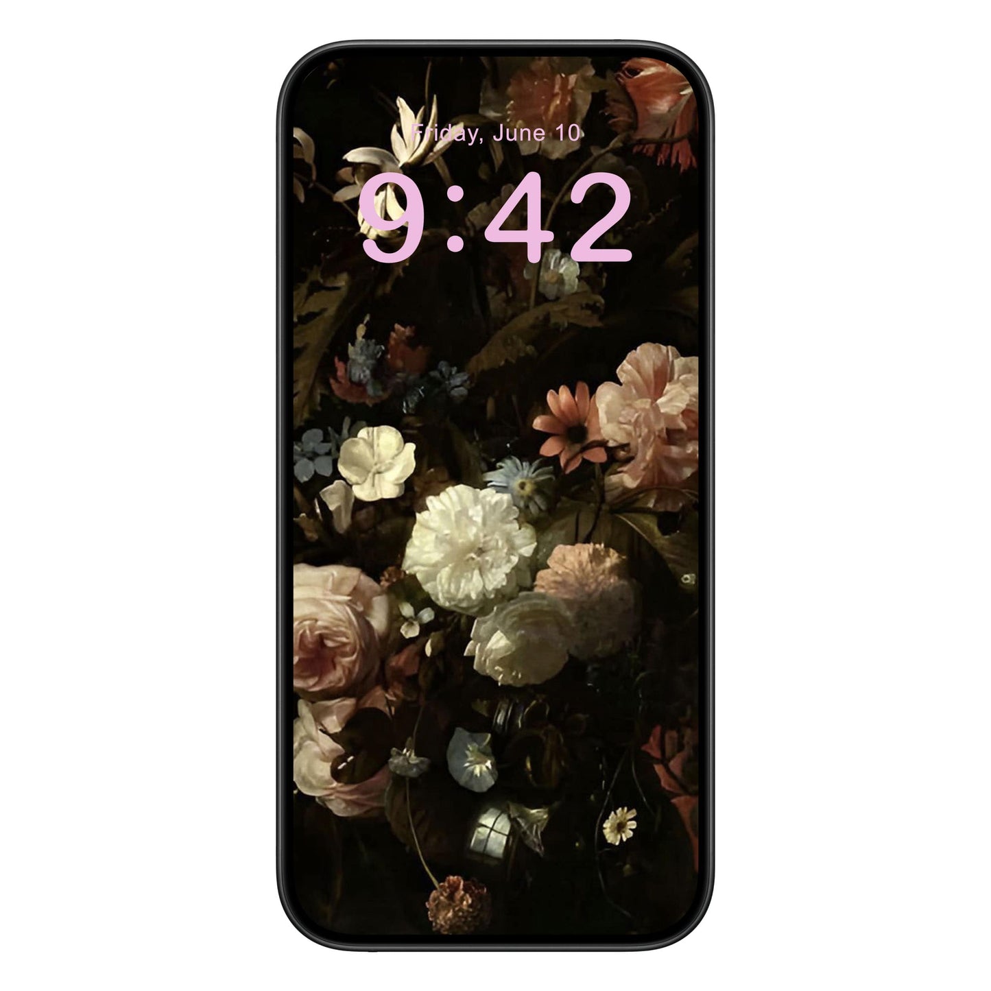 Dark Flowers Phone Wallpaper Pink Text