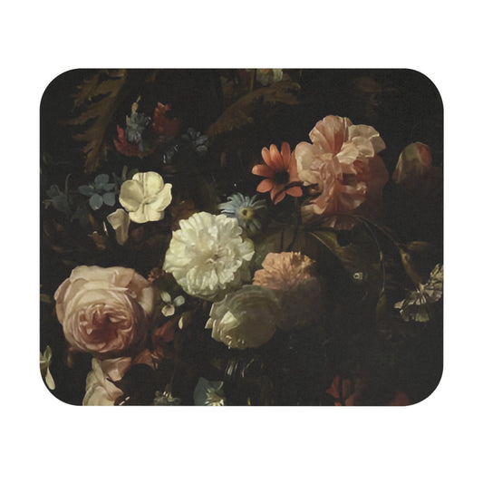 Dark Flowers Mouse Pad displaying a gothic floral design, ideal for desk and office decor.