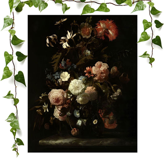 Dark Flowers art print dark gothic decor, vintage wall art room decor