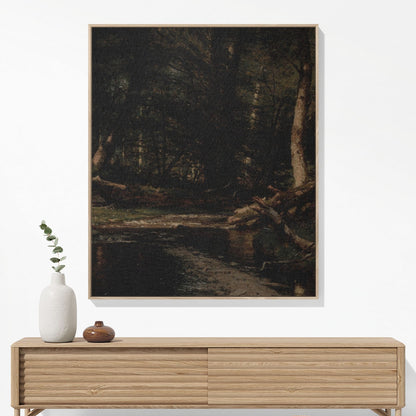 Dark Forest Woven Blanket Hanging on a Wall as Framed Wall Art